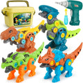 Dinosaur Toys for Kids with Storage Box Electric Drill DIY Construction Build Set